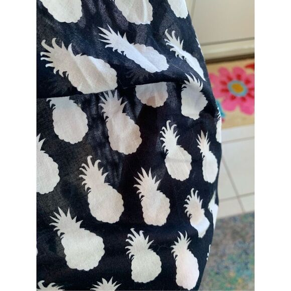 Talbots Navy Blue White Pineapple Print Lightweight Button Down Shirt - Picture 6 of 7